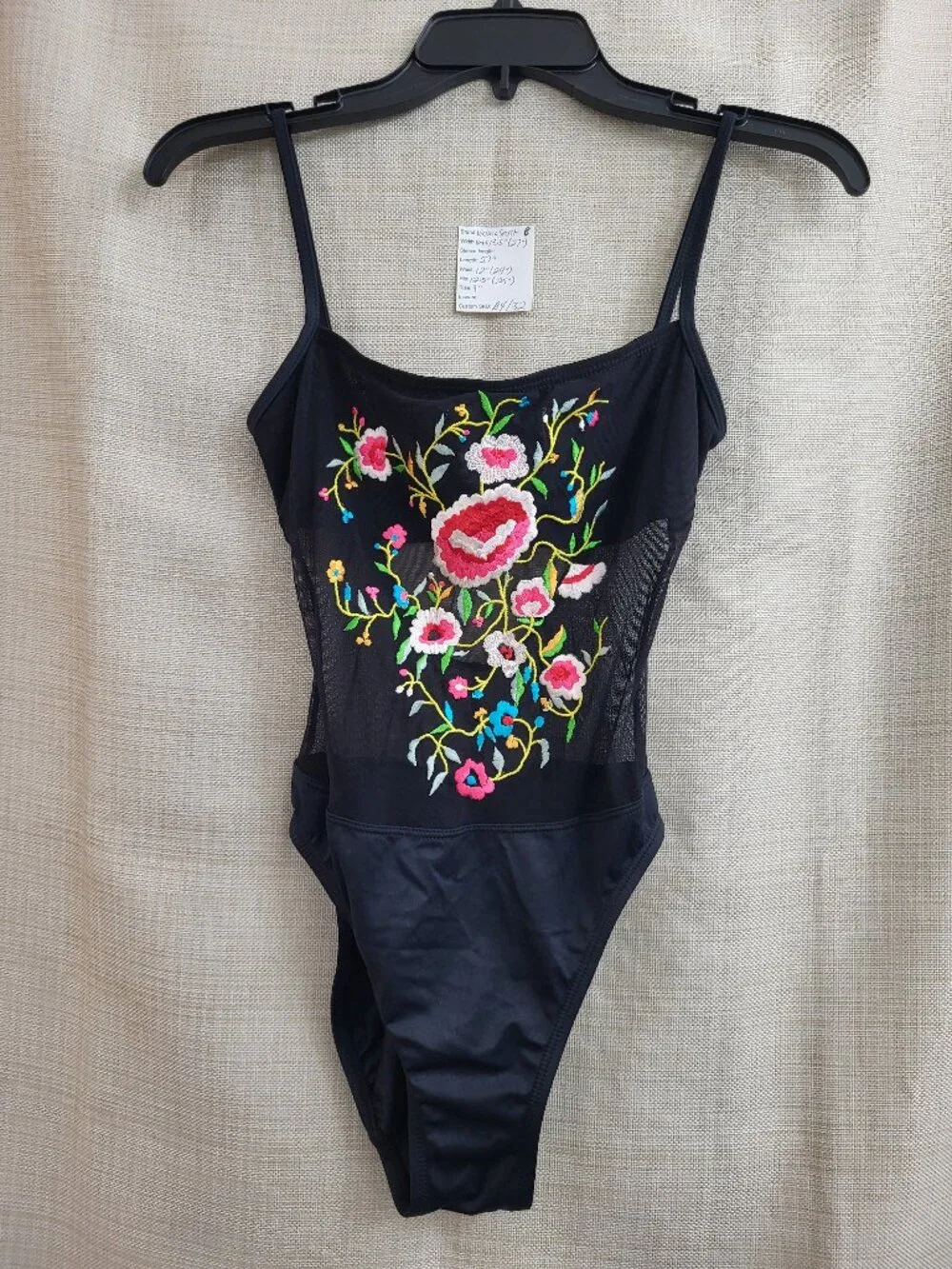 Victoria's Secret Floral Embroider Sheer Mesh Bodysuit One Piece Sexy Size 8 Vtg